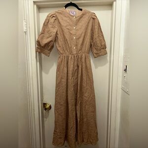 Charming Tan Eyelet Kids Dress